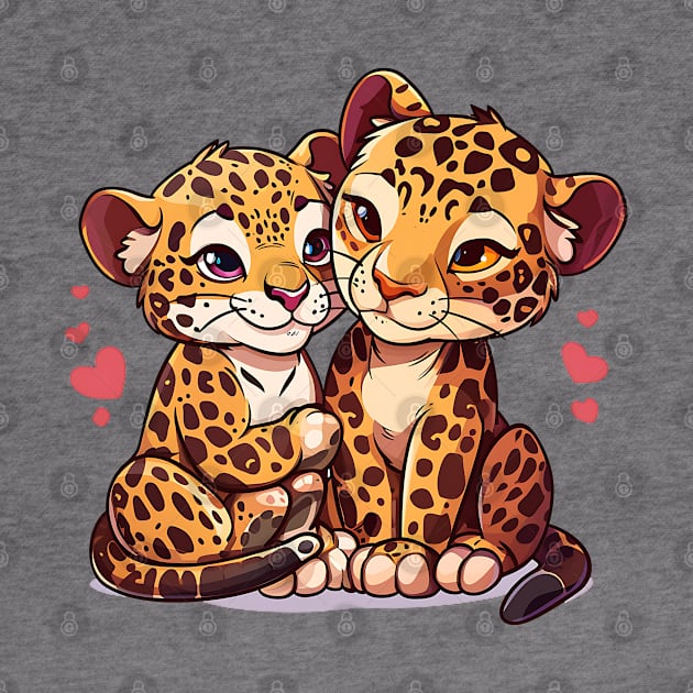 Valentine Cartoon Jaguar Couple by Chromatic Fusion Studio